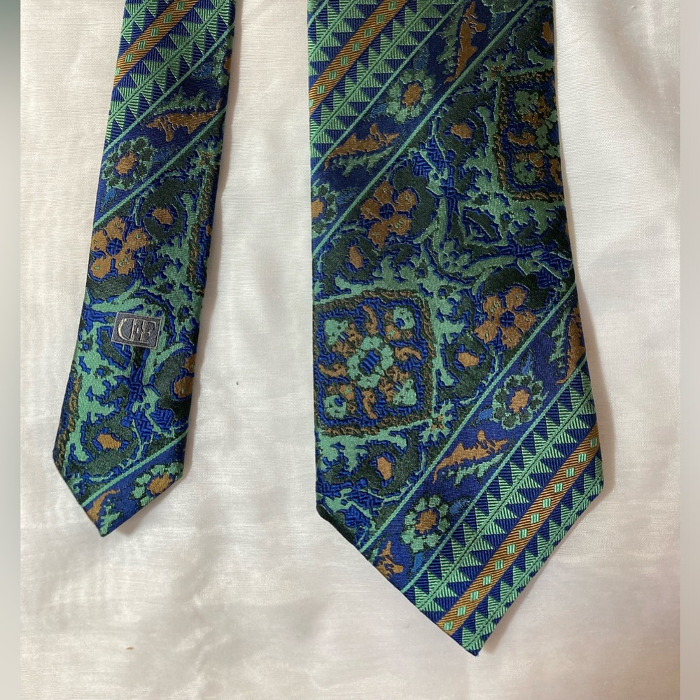 Daniel de Fasson vintage silk blue/green patterned necktie
